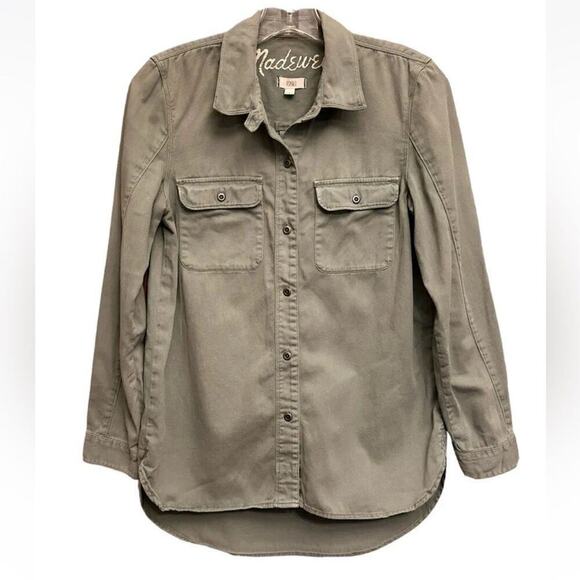Madewell Tops - MADEWELL Shirt Womens Xsmall Button-up Green Collared Long Sleeve